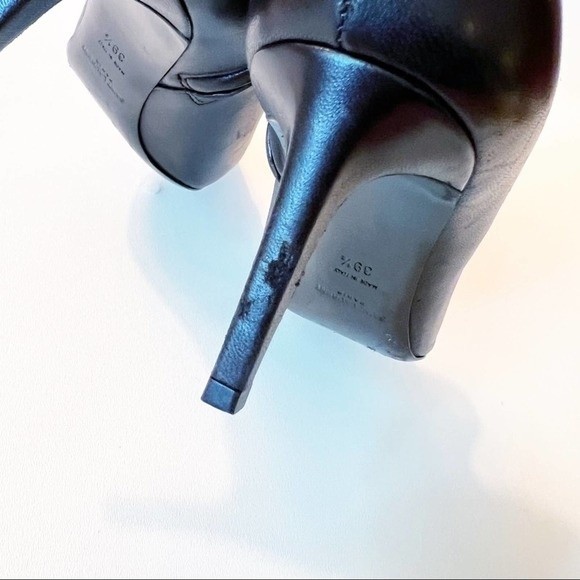 Saint Laurent Pointed Cap Toe Mid Heel Boots with Gold Accent Size 39.5 - Picture 11 of 16